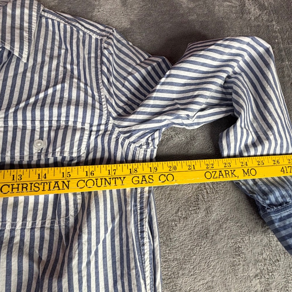 Lands' End Shirt Dress Women S 6-8 Blue White Striped Ombre Belted Cotton 521752 - Picture 6 of 9